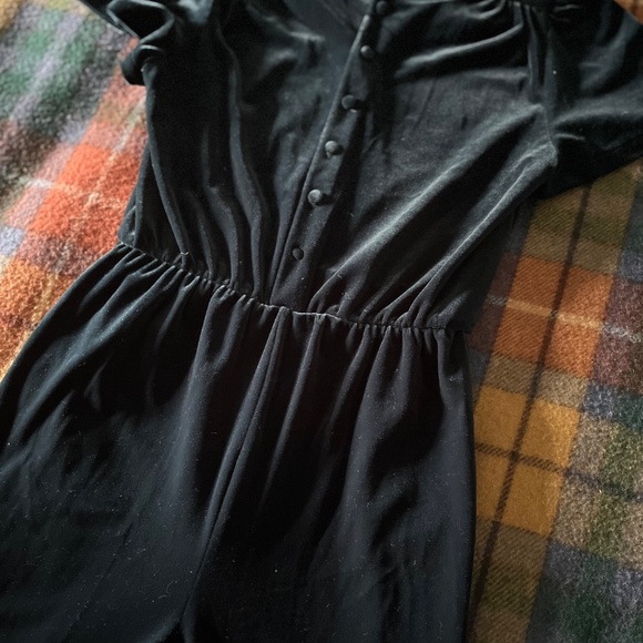 Zara Kids Teal Velvet Buttoned Jumpsuit — Size 13/14 Girls - Picture 3 of 6